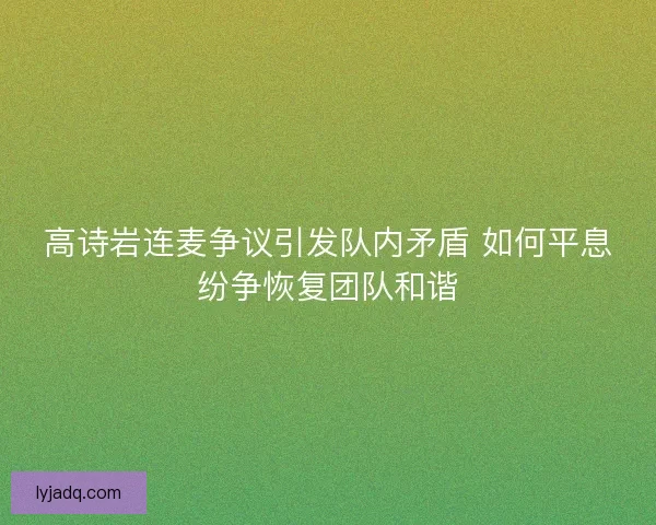 高诗岩连麦争议引发队内矛盾 如何平息纷争恢复团队和谐